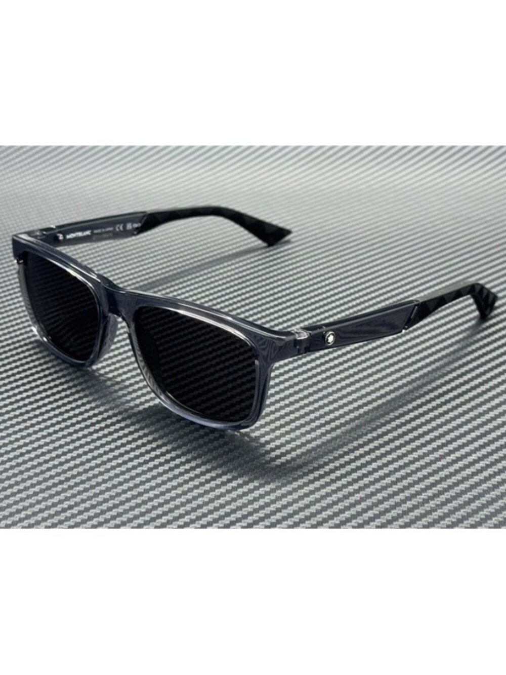 New Montblanc Men Grey Transparent Sunglasses 55-17-145
